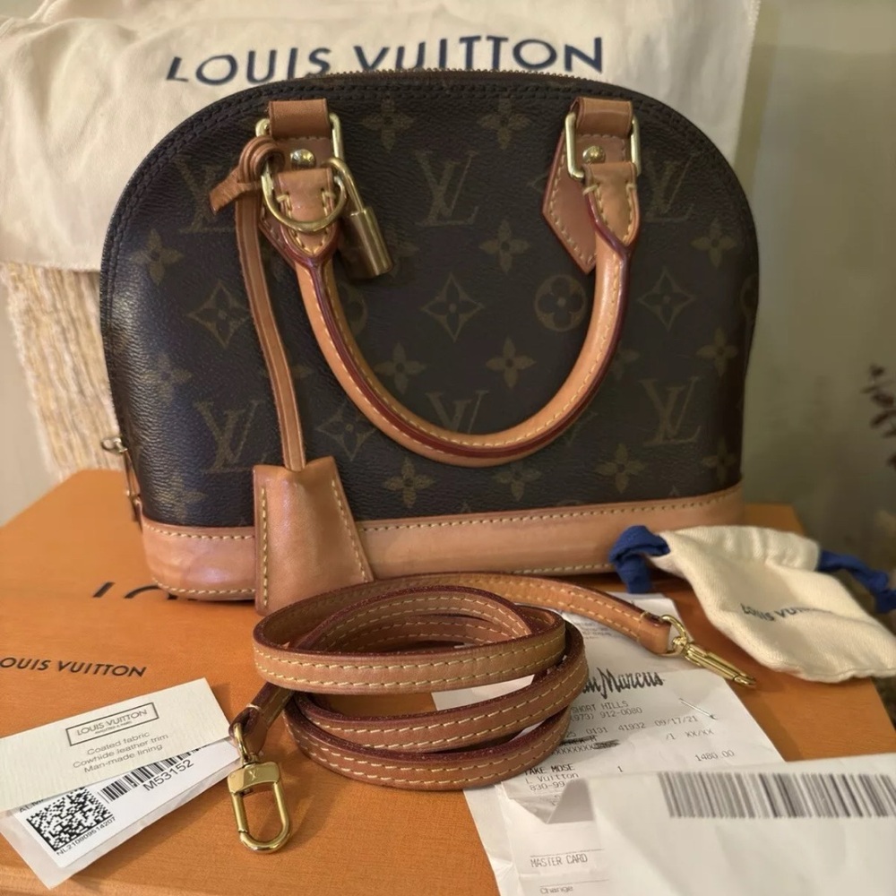 Louis Vuitton Alma Monogram Shoulder Bag BB Brown Canvas